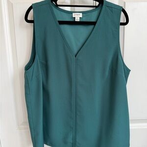 J. Crew Teal V-Neck Sleeveless Blouse